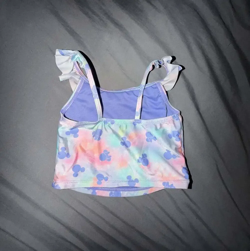Disney Jumping Beans Toddler Girl Minnie Mouse Tie-Dye Ruffled Tankini Swim Top